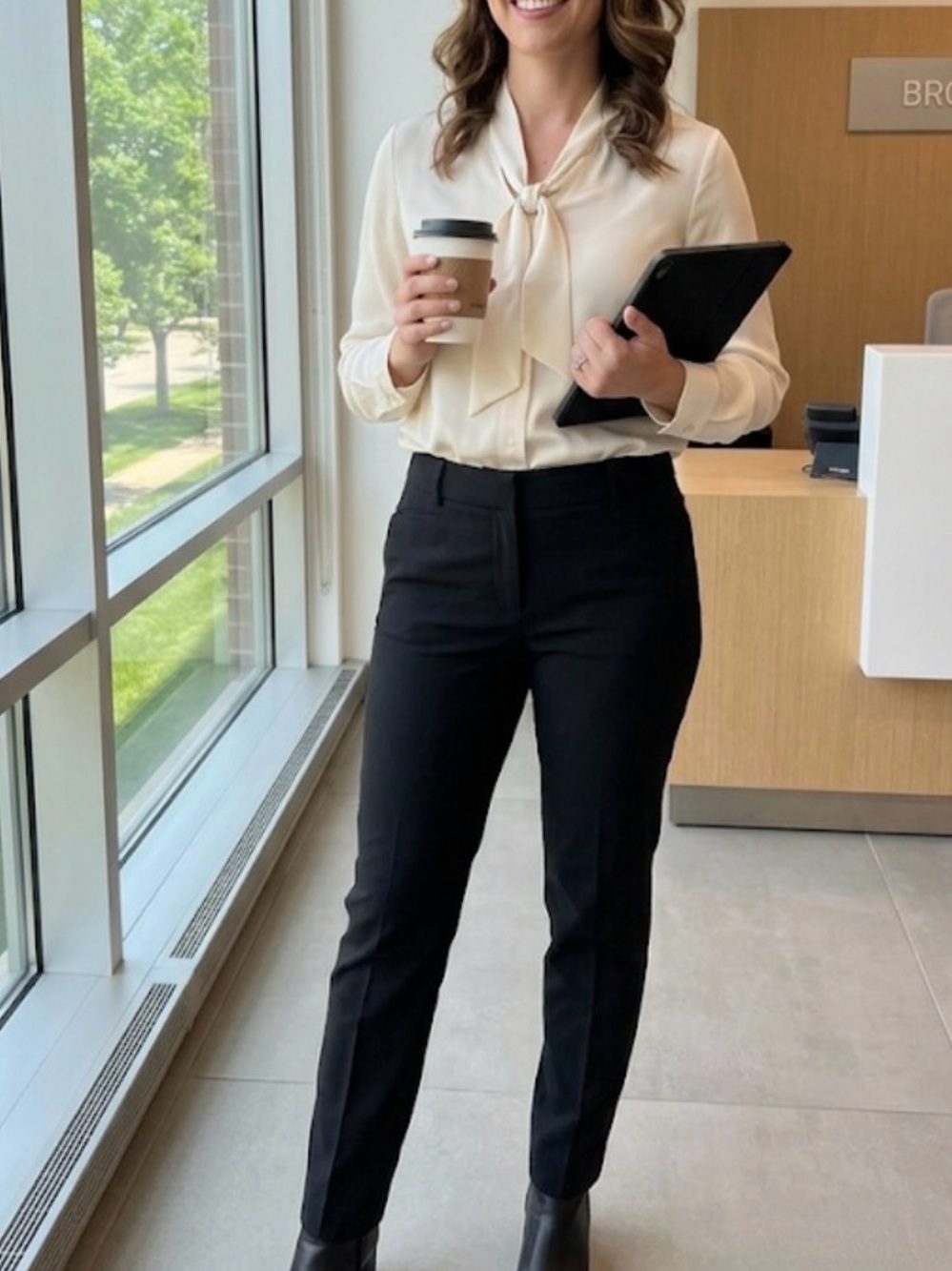 Dana Buchman Black Straight-Leg Work Trousers